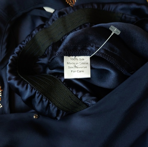 NWT Parker Silk Navy Blue Stud Shoulder Romper - Picture 7 of 9